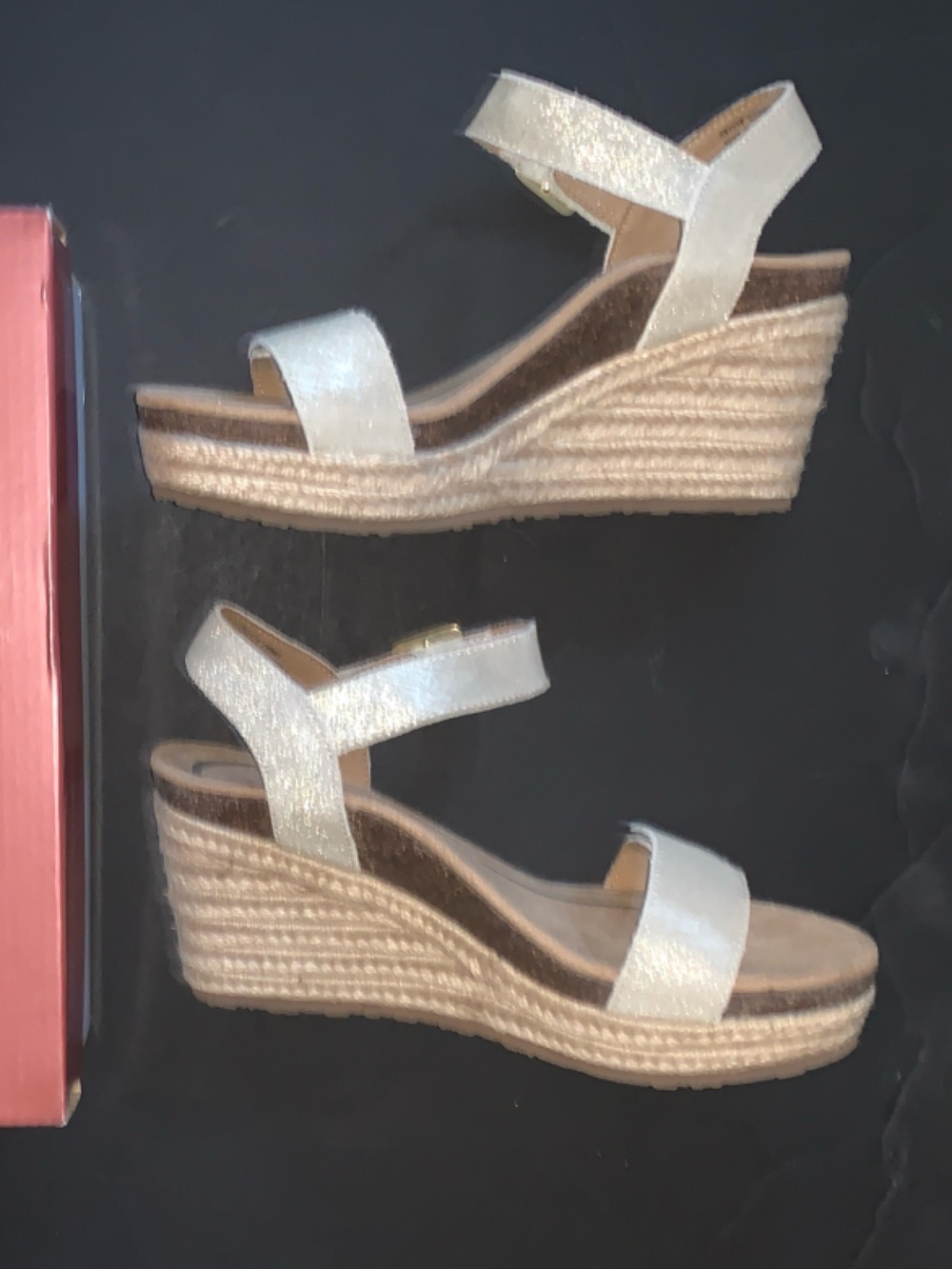 Aetrex Champagne Espadrille Wedge Sandals Size 7